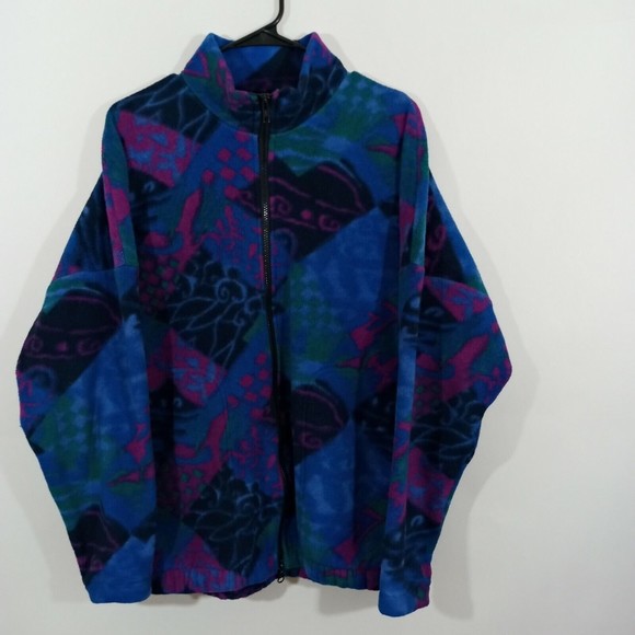 Men's Vintage 80's 90's KENYON POLARTEC Vibrant Full Zip Fleece Sweater Size M - Picture 4 of 9